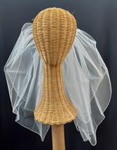68&quot; Wide Shoulder Length Tiered Embroidered Finished Edge Bridal Veil M2... - $12.97