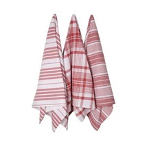 Danica 84-5038 Jumbo Red Pure Kitchen Set of 3 Tea towels 60x90cm mixed stripes/ - $33.00