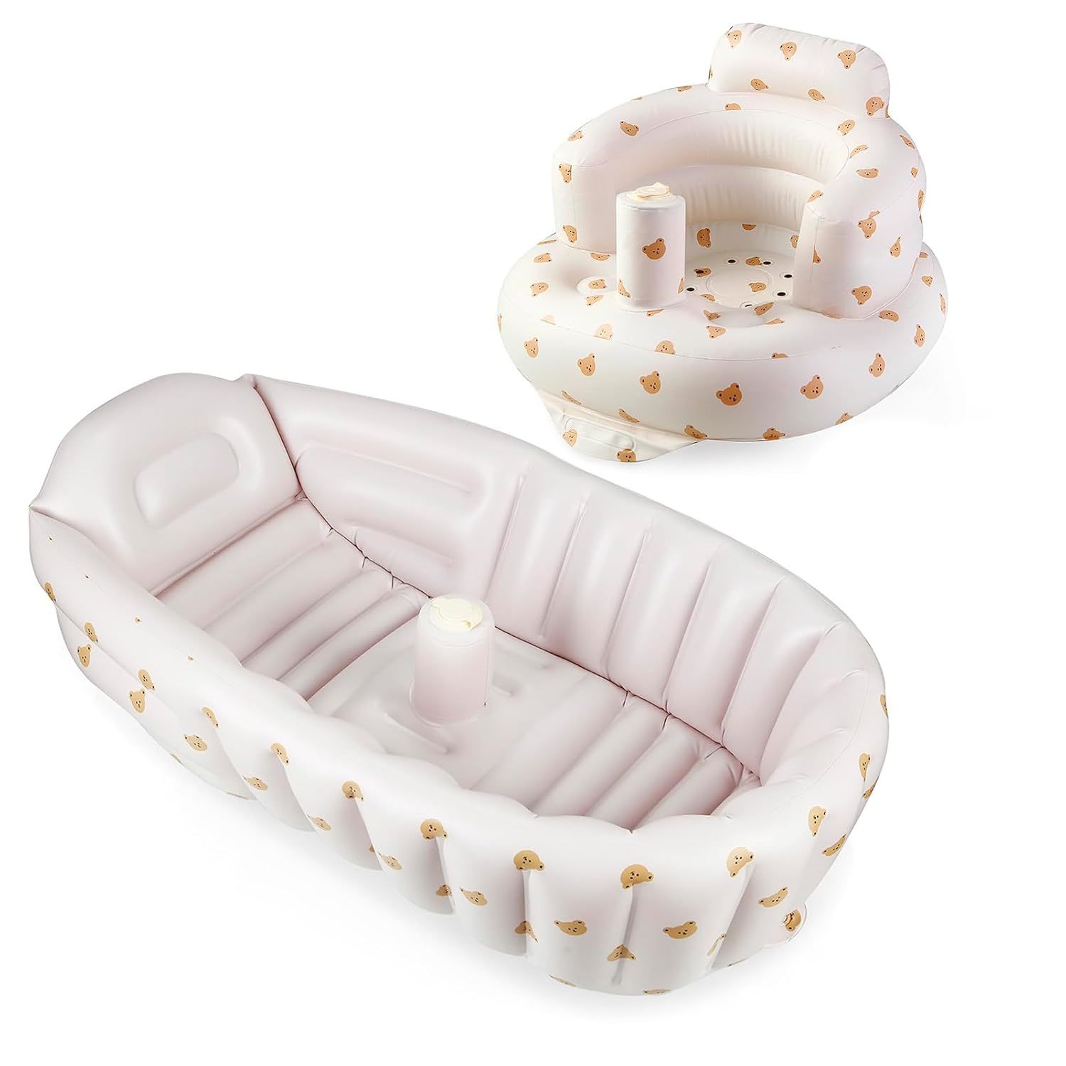 Pandaear 2 Pack Baby Inflatable Bathtub &amp; Baby Seat For 3 Months+, Portable - $42.99