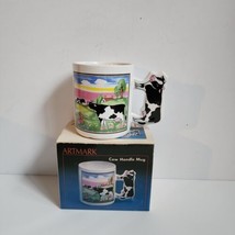 Vintage Cow Coffee Mug With Cow Shape Handle Artmark 12 Oz Cup Tea Cocoa - £5.51 GBP