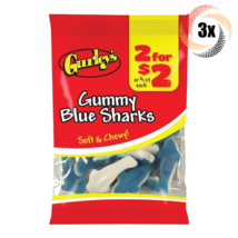 3x Bags Gurley&#39;s Gummy Blue Sharks Soft Chewy Candy | 3oz | Fast Shipping - £8.97 GBP