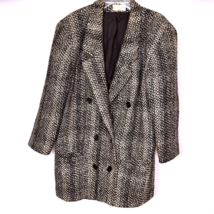 Peabody House Women&#39;s Black &amp; White Pea Coat Double Breasted Blazer Size... - £29.97 GBP