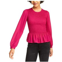 MSRP $69 Leyden Womens Pink Long Sleeve Peplum Wear to Work Top Size L - $26.36