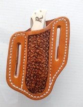 Leather Pancake Knife Sheath with Remington pocket knife - pebble design - $904.23 MXN