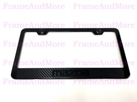 1x Mazda Carbon Fiber Style Stainless Black Metal License Plate Frame Ho... - $14.06