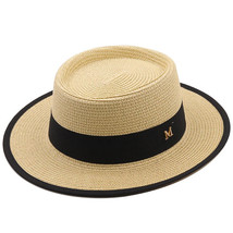 New Men’s Summer Dark Beige Straw Boater Dress Hat (Size 55-58CM) - $18.81