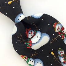 Yule Tie Greetings Snowman Black Christmas Men&#39;s Necktie Tie #XO-225 New - £13.44 GBP