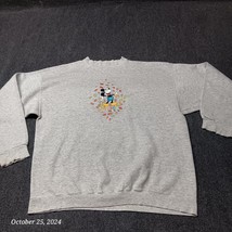 Disney Mickey Mouse Sweatshirt Fall Autumn Theme Adult XL Gray Crew Neck - $17.05