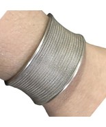 Oxidized Etched Sterling Silver Cuff Bracelet  &quot;Dark Rain Blanket&quot; 57 Gr... - £176.52 GBP