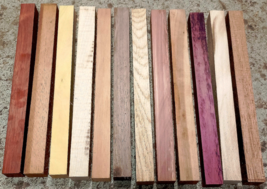 VARIOUS WOOD TURNING PEN BLANKS WOOD LATHE 1 X 1 X 12&quot; LOT OF TWELVE (12... - £22.33 GBP