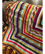 Vintage Afghan Multi Color 47” x 47” COLORFUL SQUARES - $16.46 CAD