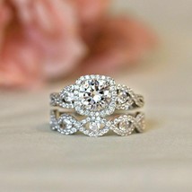 Infinity Engagement Ring Set 2.95Ct Simulated Diamond 14k White Gold in Size 8.5 - £242.58 GBP
