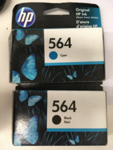 Genuine HP 564 Black and cyan NEW INK lot of 2 CB318WN exp mar 2017, may... - $6.95