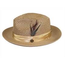 Men's Summer Spring Braid Straw style Hat by BRUNO CAPELO JULIAN JU904 Camel image 4