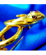 Victorian Art Deco Serpent Brooch 14k Gold Ruby Crown Eyes Antique Snake... - $2,583.08 CAD