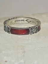 Judith Jack ring  size 7.75 marcasites red  stacker band sterling silver... - £45.84 GBP