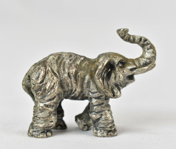 Vintage Pewter ELEPHANT w/ Trunk Raised Figurine 2&quot; x 1 5/8&quot; - £14.20 GBP