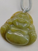 Icy Ice Yellow &amp; Green Burma Jadeite Jade Maitreya Buddha Pendant # 70 carats # - £612.09 GBP