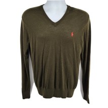 Polo Ralph Lauren Merino Wool V-Neck Mens Slim Fit Sweater Size M Green - $32.66