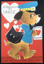 VTG Valentine For Uncle Anthropomorphic Mailman Dog Puppy Die Cut Greeting Card - £9.58 GBP