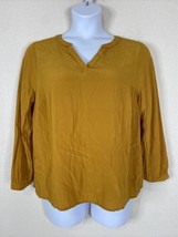 Skies Are Blue Women Plus Size 1X Mustard Yellow Peasant Blouse Long Sleeve - £7.95 GBP