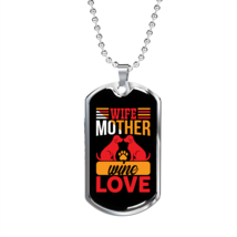 Wife Mother Wine Lover Red Necklace Stainless Steel or 18k Gold Dog Tag 24&quot; Cha - £37.92 GBP+