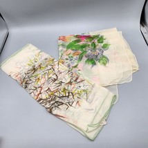 Japan Handpainted Silk Scarf Lot Bamboo Floral Pattern Vtg Thin Scarf - £26.90 GBP