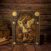 Bgcopper Archangel Michael Square Wooden Icon Religious Gifts - £55.94 GBP+