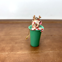 Vintage Green Tupperware Christmas Resin Mouse Mice Candy Cane Ornament - £10.21 GBP