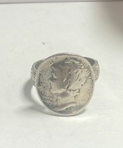 Dime ring Mercury coin 1941 messenger band women - £37.98 GBP