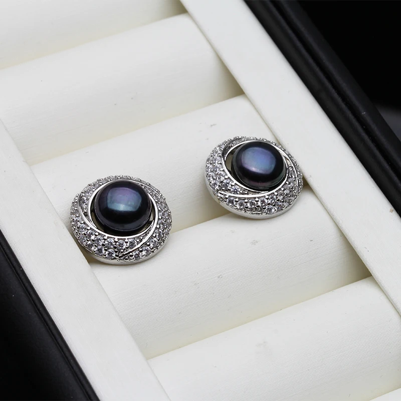 2024 New Natural Black Pearl Earrings For Woman,Trend Freshwater Pearl E... - £12.23 GBP