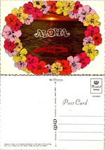 Hawaii Aloha Greetings Card Hawaiian Flowers Lei Floating on Ocean VTG Postcard - £7.39 GBP