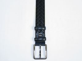 Men Navy Genuine Leather Belt PIERO ROSSI Turkey Soft Full Grain #Navy Woven image 2