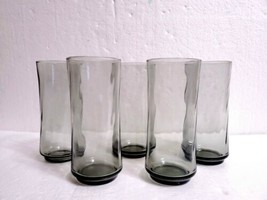 Vintage Libbey Smoke Gray Optic Swirl 16 Oz Iced Tea Glasses Tumblers - Set of 8 - £34.95 GBP