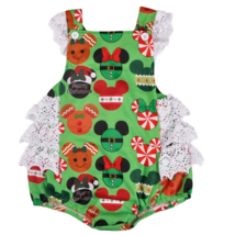 NEW Boutique Baby Girls Minnie Mouse Christmas Ruffle Romper Jumpsuit 6-... - £10.38 GBP