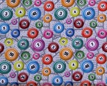 Cotton Bingo Cards and Balls Games White Fabric Print by Yard D667.85 - $12.95