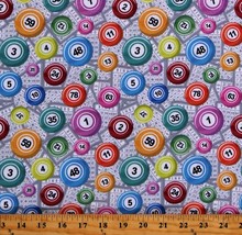 Cotton Bingo Cards and Balls Games White Fabric Print by Yard D667.85 - £10.35 GBP