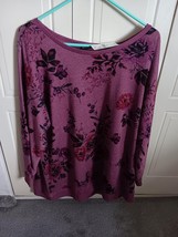 NWT Lane Bryant Purple Floral Pullover Women&#39;s Top Polyester Spandex Size 18/20 - £18.99 GBP