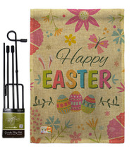 Happy Easter Colourful Flowers Burlap - Impressions Decorative Metal Gar... - $33.97