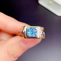 Ar man ring natural blue topaz ring s925 silver gold plated natural gemstone party gift thumb200