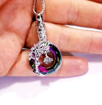 Memorial Necklace Pendant, Ashes Urn Necklace, Tree of Life Rainbow Pendant, Cre - £26.83 GBP