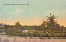 BURLINGTON WISONSIN~CHANDLER BOULEVARD~ 1913 POSTCARD  - $4.10