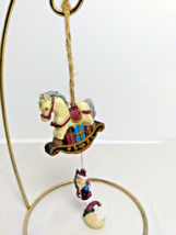 Miniature Ornament Resin Rocking Horse Moon Man  Santa Claus Christmas - $11.99