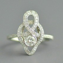 2CT Diamanti Finti Vintage Art Déco Antico Ring 14K Bianco Argento Placcato Oro - £246.33 GBP