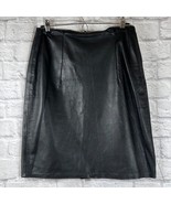 Vintage Natural Comfort New York Cuero Negro Lápiz Falda Talla 4 con Cre... - $31.17