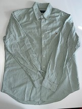 Ralph Lauren Button-Down Shirt Men&#39;s Size Large Green/White Striped Long Sleeve - £22.26 GBP