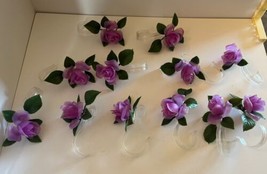 MId Century Plastic Purple Flower Curtain Hooks - £18.06 GBP