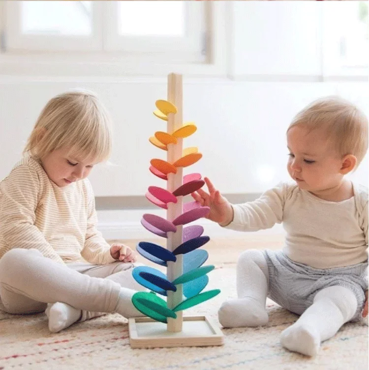 Montessori Early Education Puzzle Roller Ball Tree Ball Track Ins Rainbow - £16.97 GBP+