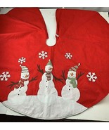 Christmas Eve by Santa&#39;s Tree Skirt Best Red White Snowman&#39;s Snowflakes 48&quot; - €12,11 EUR