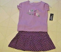 Girls Size 24 Month Outfit Purple Top Polka Dot Skirt New - £8.52 GBP